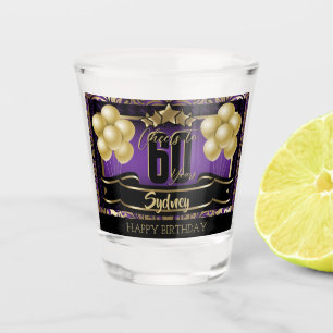 Verre A Shot Fête d'anniversaire joyeuse personnalisée - violet