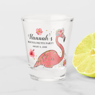 Verre A Shot Fête de Bachelorette Flamant Rose Paillettes Or Ro