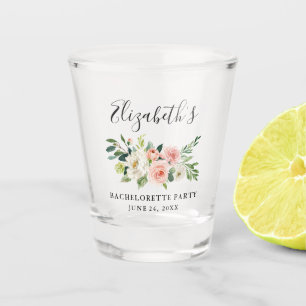 Verre A Shot Fête de Bachelorette Fleurie Rose et Blanche à l'a