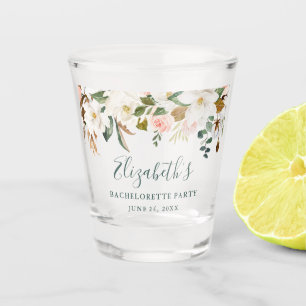 Verre A Shot Fête de Bachelorette Roses Aquarelles Magnolia Ver