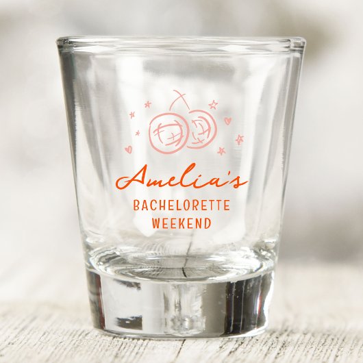 Verre A Shot Fête de Bachelorette Week-end en esquisse rose et 