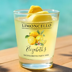 Verre A Shot Fête de Filles au Limoncello à l'Aquarelle Citrons