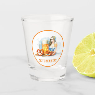 Verre A Shot Fête d'Oktoberfest avec bière et bretzels ai