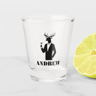 Verre A Shot Fête Stag moderne Black Bachelor's Night Name