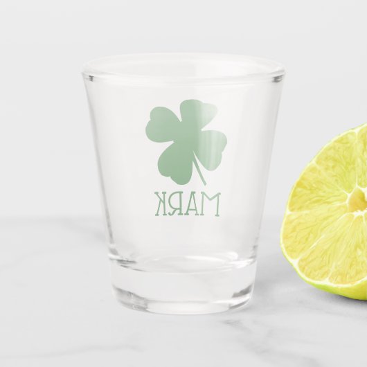 Verre A Shot Feuille de fermeture Shamrock personnalisée Vert s (Dos)