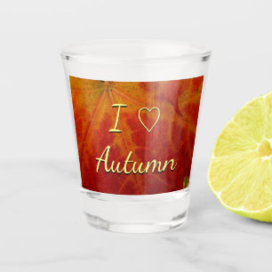 Verre A Shot Feuille d'érable rouge Abstraite Automne Photograp