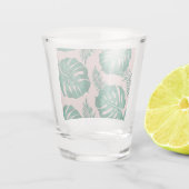 Verre A Shot Feuilles Pink & Green Palm sans couture Motif (Dos)