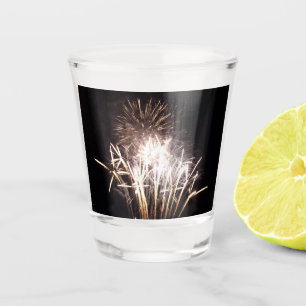 Verre A Shot Feux d'artifice blancs et or I Célébration patriot