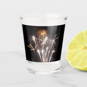 Verre A Shot Feux d'artifice blancs et or II Célébration patrio