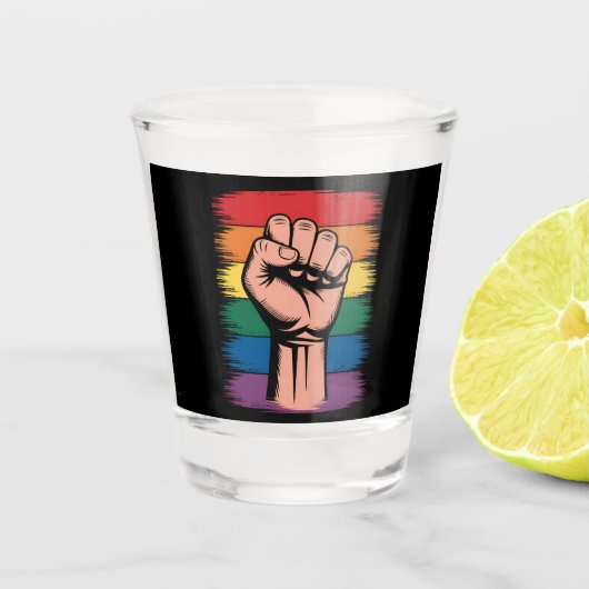 Verre A Shot Fierté de poing élevée Rainbow LGBTQ Droits de sup (Devant)
