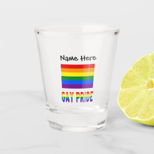 Verre A Shot Fierté Gay et Drapeau Arc-en-ciel avec Votre Nom