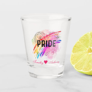Verre A Shot Fierté LGBTQ Coeur Diamond Arc-en-ciel Couleurs pr