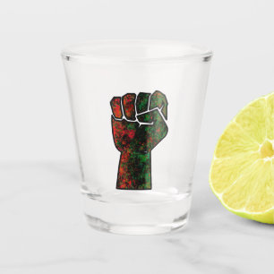 Verre A Shot fierté noire drapeau rouge vert poing panafricain