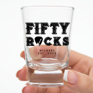 Verre A Shot Fifty Rocks Guitar Pick Fête d'anniversaire des 50