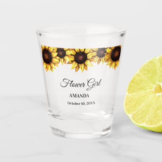 Verre à shot Fille aux fleurs de Tournesol Mariage (Devant)