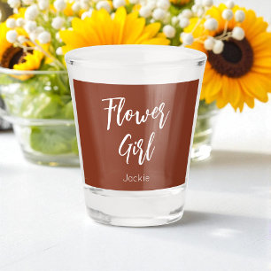 Verre A Shot Fille aux fleurs Terre cuite Marron Mariage 