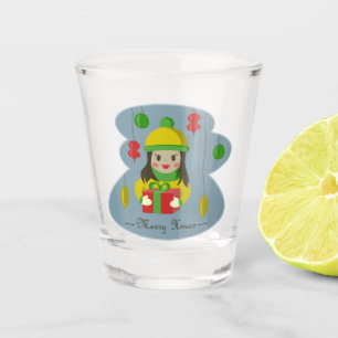 Verre A Shot Fille avec boîte cadeau de Noël