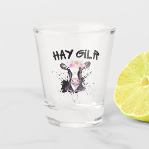 Verre A Shot Fille de foin agricultrice drôle bovins vache ferm