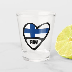 Verre A Shot Finlande Code Pays Coeur Drapeau, FIN
