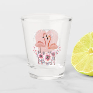 Verre A Shot Flamant rose rose.