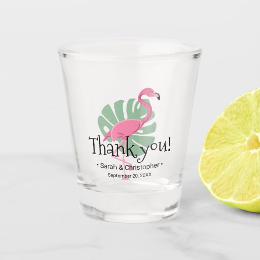 Verre A Shot Flamant rose rose Tropical Destination Mariage per (Devant)