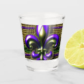 Verre A Shot Fleur de lis perlé Mardi Gras (Devant)