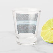 Verre A Shot Fleur élégante Noir et Turquoise Damas (Dos)