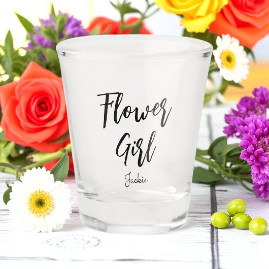 Verre A Shot Fleur Fille Noir Blanc Mariage