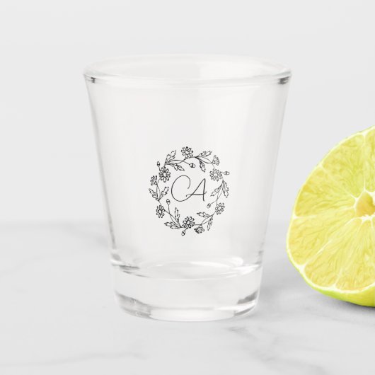 Verre A Shot Fleur moderne de retraite classique noir (Devant)