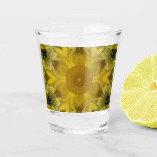 Verre A Shot Fleur soleil éclate dorée (Devant)