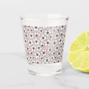 Verre A Shot Fleurs blanches et roses modernes