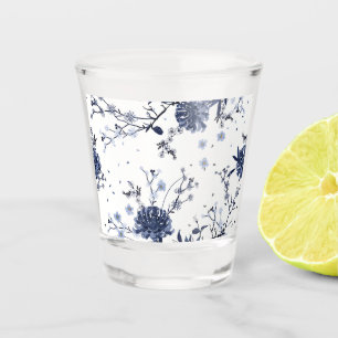 Verre A Shot Fleurs bleues