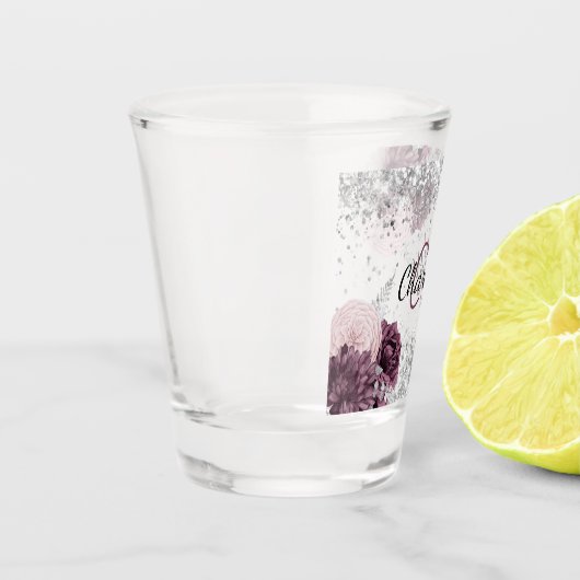 Verre A Shot Fleurs de Bourgogne argentées élégant monogramme n (Gauche)