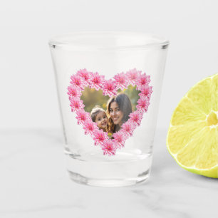 Verre A Shot Fleurs de dahlia en forme de cœur rose, photo pers