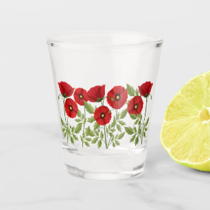 Verre A Shot Fleurs d'été joyeuses floraison de pavot