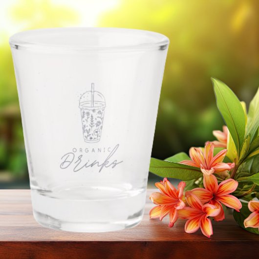 Verre A Shot Fleurs Gris Couleur Avec Inscription Boissons Bio