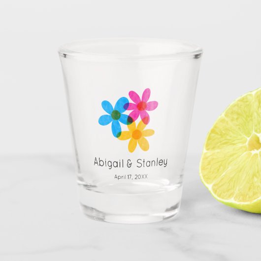 Verre A Shot Fleurs hippies brillantes et audacieuses Mariage d (Devant)
