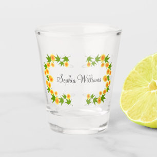 Verre A Shot Fleurs japonaises orange