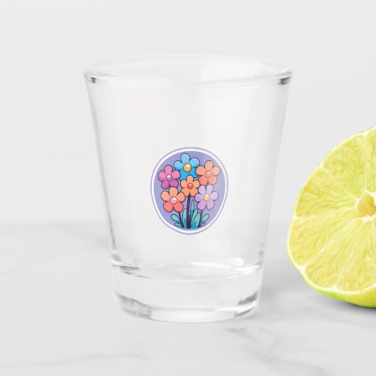 Verre A Shot Fleurs Roses (Devant)