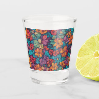 Verre A Shot Floral Abstrait coloré #323