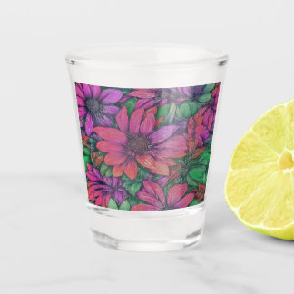Verre A Shot Floral Abstrait coloré #33 -