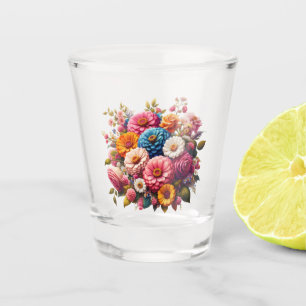 Verre A Shot Floral coloré/Zinnia printanière/Rose