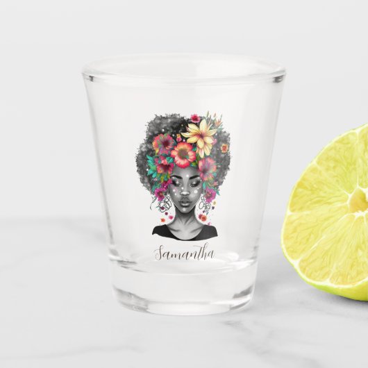 Verre A Shot Floral Elegant Afro Femme (Devant)