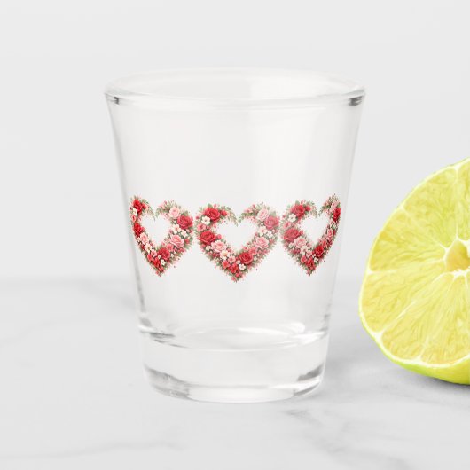 Verre A Shot Floral Heart Pattern Glass (Devant)