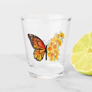 Verre A Shot Flower Butterfly with Yellow California Poppy