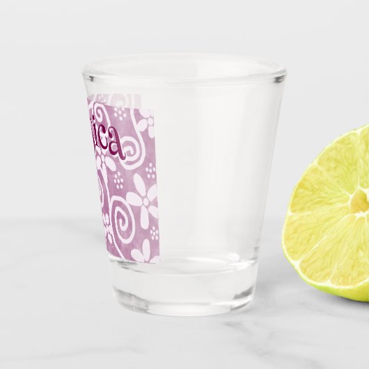 Verre A Shot Flowers Swirls Pink White Pattern Personalized (Droite)