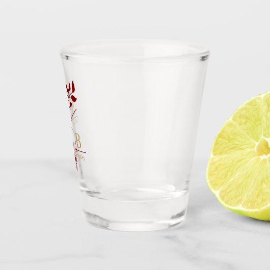 Verre A Shot Foliage moderne Couple Monogramme Mariage Faveur (Droite)