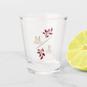 Verre A Shot Foliage moderne Couple Monogramme Mariage Faveur (Devant)
