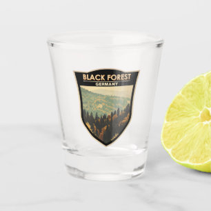 Verre A Shot Forêt Noire Allemagne Voyage Art Vintage