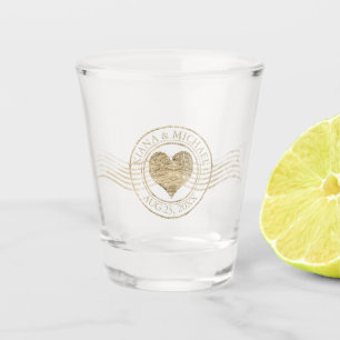 Verre A Shot Français Romance Heart Mariage Gold ID870